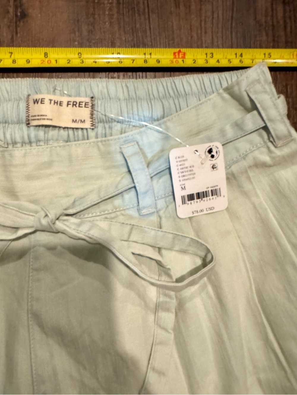NWT Free People We The Free Naples Light Blue Arctic Denim Ruffle Shorts Size M - Picture 6 of 10
